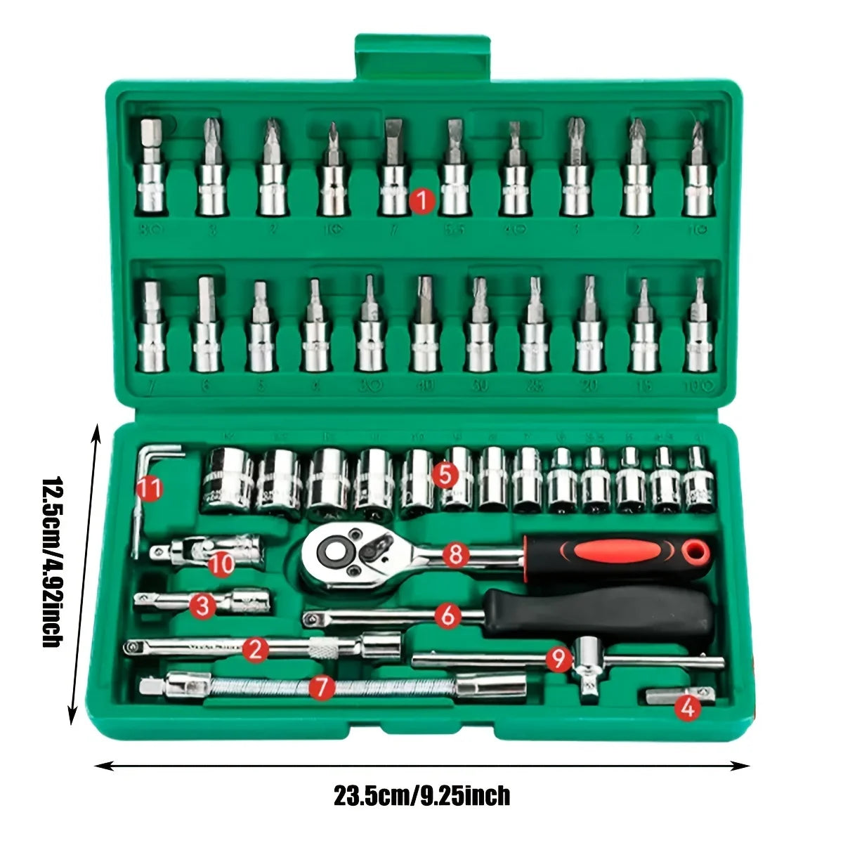 46-Teiliges Antriebs-Steckschlüsselsatz, 1/4 Zoll Ratschenschlüssel-Set Mit Steckschlüssen, Metrisches Sechskant-Bit-Steckschlüsselsatz, Mechaniker-Werkzeugsätze Für Die Autoreparatur