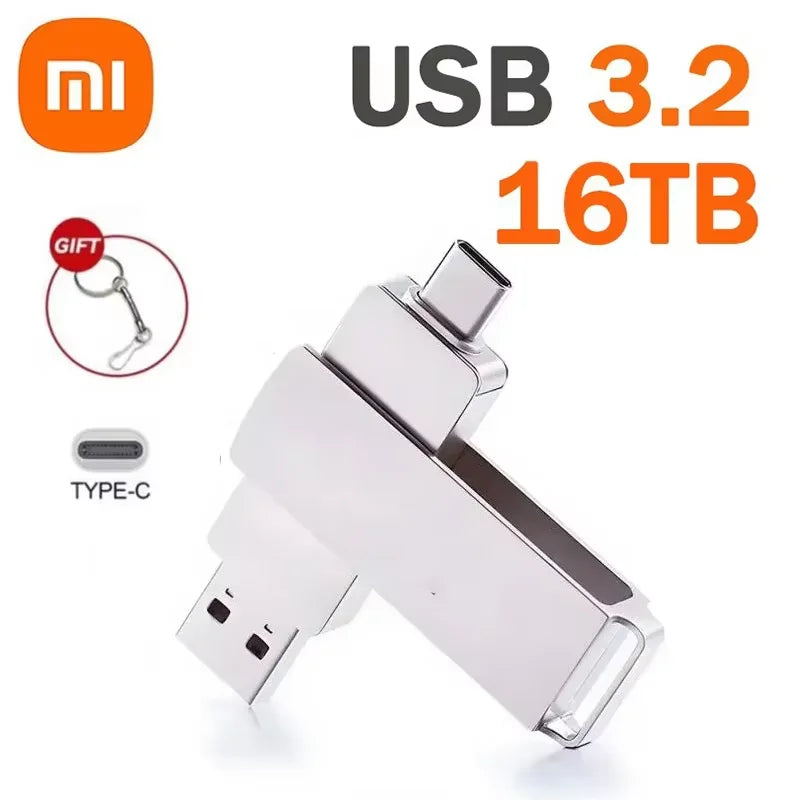 Xiaomi 16TB Flash Drive USB 3.2 High Speed Waterproof USB Transfer Type-C 2-In-1 8TB 16TB OTG Pendrive Flash Disk for Computer