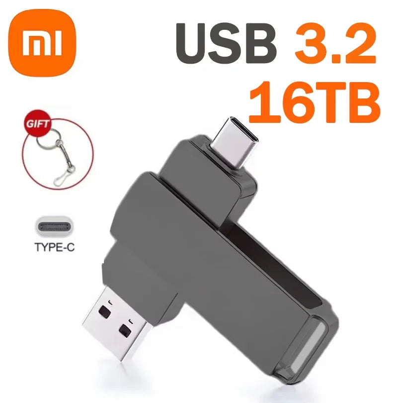 Xiaomi 16TB Flash Drive USB 3.2 High Speed Waterproof USB Transfer Type-C 2-In-1 8TB 16TB OTG Pendrive Flash Disk for Computer