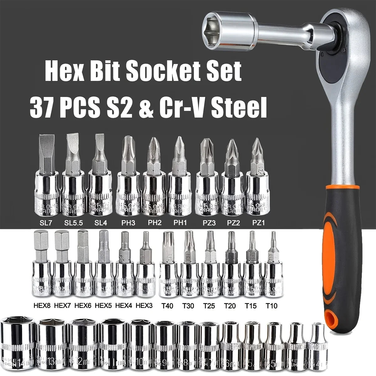 46-Teiliges Antriebs-Steckschlüsselsatz, 1/4 Zoll Ratschenschlüssel-Set Mit Steckschlüssen, Metrisches Sechskant-Bit-Steckschlüsselsatz, Mechaniker-Werkzeugsätze Für Die Autoreparatur