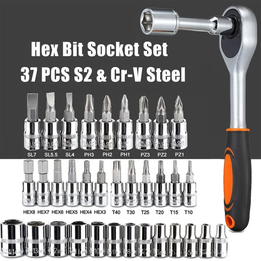 46-Teiliges Antriebs-Steckschlüsselsatz, 1/4 Zoll Ratschenschlüssel-Set Mit Steckschlüssen, Metrisches Sechskant-Bit-Steckschlüsselsatz, Mechaniker-Werkzeugsätze Für Die Autoreparatur